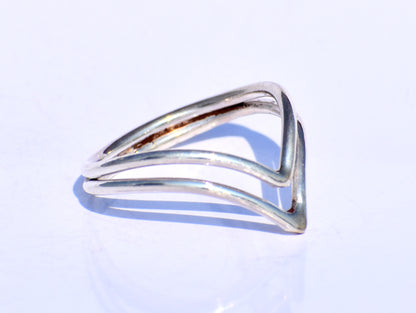 Silver Chevron Ring, Silver Thumb Ring, Minimalist Ring, Simple Ring, Knuckle Ring, Double V Ring, Stacking Ring, Midi Ring, Knuckle Ring