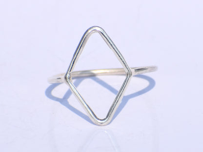 Silver Hollow Ring, Silver Rhombus Ring, Handmade Ring, 925 Silver Ring, Thin Silver Ring, Knuckle Ring, Fidget Ring, Chunky Ring, Gift Item