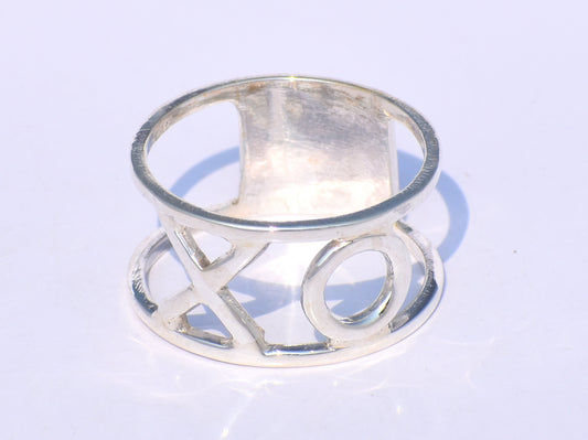 925 Solid Sterling Silver Band Ring, Handmade Band Ring, Statement Ring, Unisex Jewelry, Wedding Band, Valentine's Gift, XO Peace band Ring