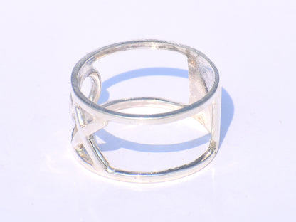 925 Solid Sterling Silver Band Ring, Handmade Band Ring, Statement Ring, Unisex Jewelry, Wedding Band, Valentine's Gift, XO Peace band Ring