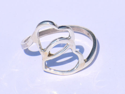 Heart Silver Ring, Double Heart Silver, 925 Silver Ring, Open Heart Ring, Chunky Ring, Statement Ring, Dainty Ring, Woman Gift, Gift For Her