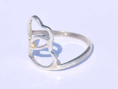 Heart Silver Ring, Double Heart Silver, 925 Silver Ring, Open Heart Ring, Chunky Ring, Statement Ring, Dainty Ring, Woman Gift, Gift For Her