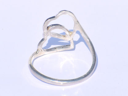 Heart Silver Ring, Double Heart Silver, 925 Silver Ring, Open Heart Ring, Chunky Ring, Statement Ring, Dainty Ring, Woman Gift, Gift For Her