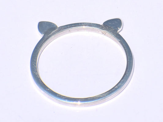 Silver Cat Ring, Animal Ring, Cat Ear Ring, Minimal Ring, Stacking Ring, Sterling Silver Cat Ring, Cat Lover Ring, kitten ring, Gift For Her