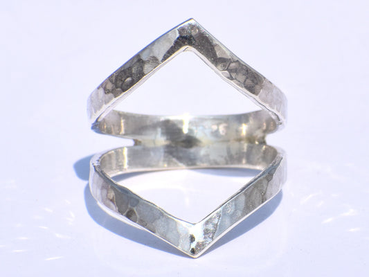 Chevron Ring, Handmade Ring, 925 Silver Ring, Band Ring, Hollow Ring, 925 Silver Ring, Chunky Ring, Unisex Ring, Hammered Ring, Gift For Her