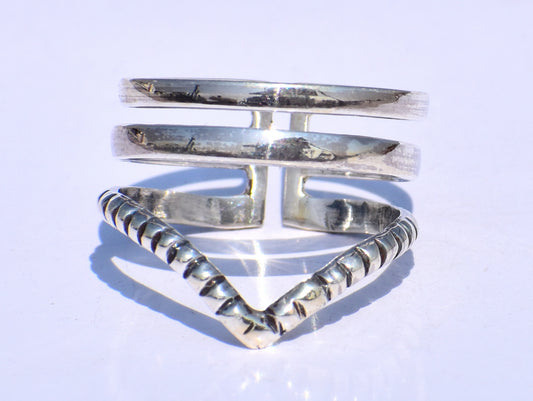 Silver Band Ring, Handmade Ring, Chevron Ring, 925 Silver Ring, Minimalist Ring, Bohemian Ring, Gift For Her, Triple Band Ring, Trinity Ring