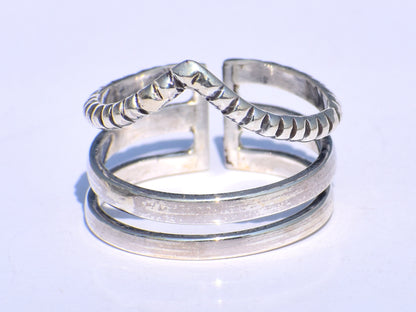 Silver Band Ring, Handmade Ring, Chevron Ring, 925 Silver Ring, Minimalist Ring, Bohemian Ring, Gift For Her, Triple Band Ring, Trinity Ring