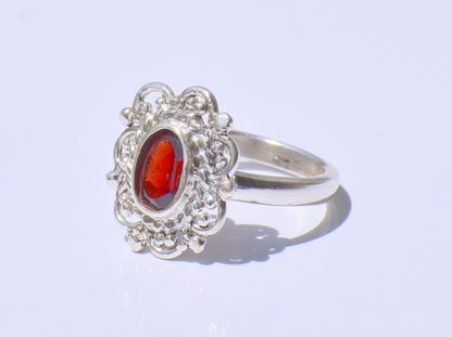 Red Garnet Ring, Oval Garnet Ring, Handcrafted Ring, 925 Sterling Silver Ring, Faceted Garnet Ring, 925 Sterling Silver Ring, Gift For Women