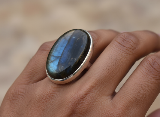 Labradorite Sterling Silver Ring – Handmade Blue Flash Gemstone Jewelry