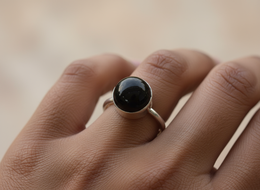 Black Onyx Sterling Silver Ring – Handmade Boho Statement Jewelry