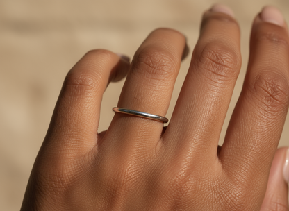 Minimalist Thin Silver Ring – Set of 2 Handmade Stacking Rings