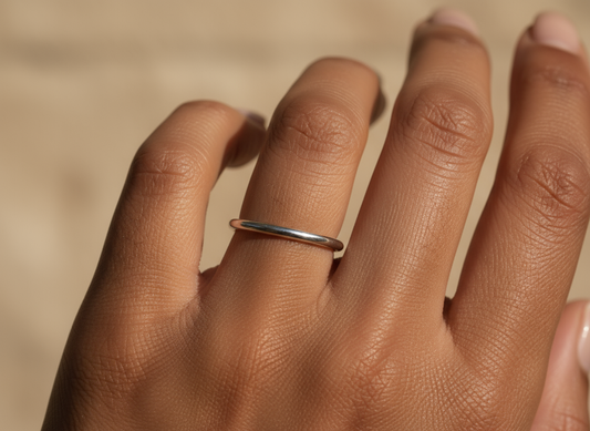 Minimalist Thin Silver Ring – Set of 2 Handmade Stacking Rings
