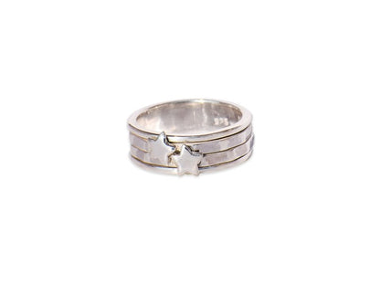 Star On Spinner Band Ring, Sterling Silver Ring, Handmade Ring, Women Silver Ring, Fidget Ring, Anxiety Ring, Bohemian Ring, Gift For Women