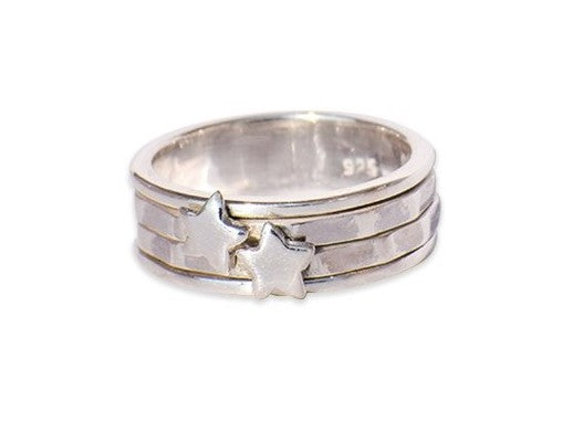 Star On Spinner Band Ring, Sterling Silver Ring, Handmade Ring, Women Silver Ring, Fidget Ring, Anxiety Ring, Bohemian Ring, Gift For Women