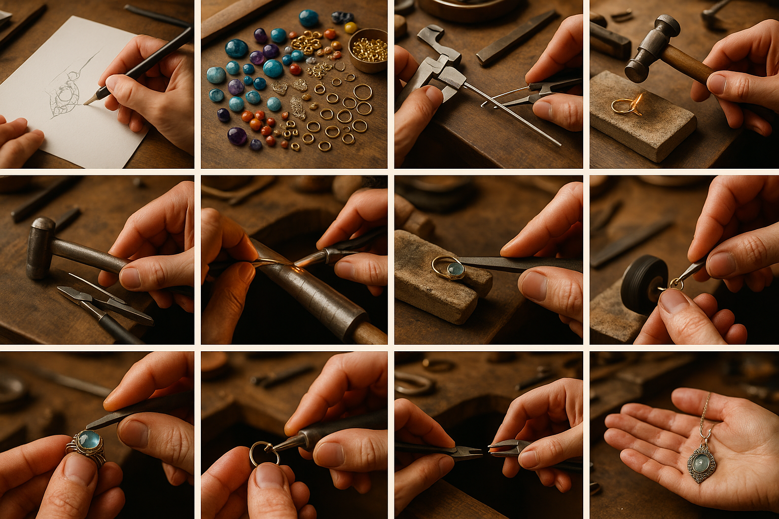 want to show to all the products are handmade in single photo so it should be collage of 10 steps of making of jewelry
